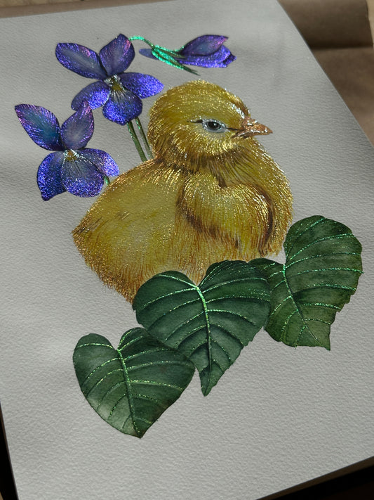 Golden Chick & Wild Violets