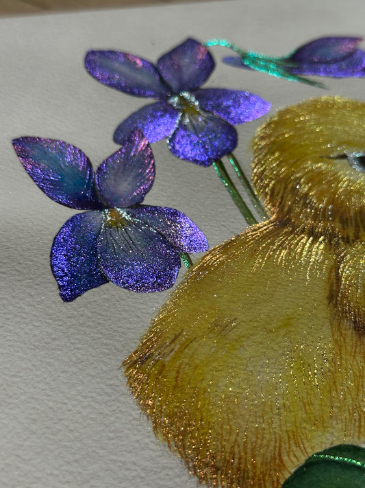 Golden Chick & Wild Violets