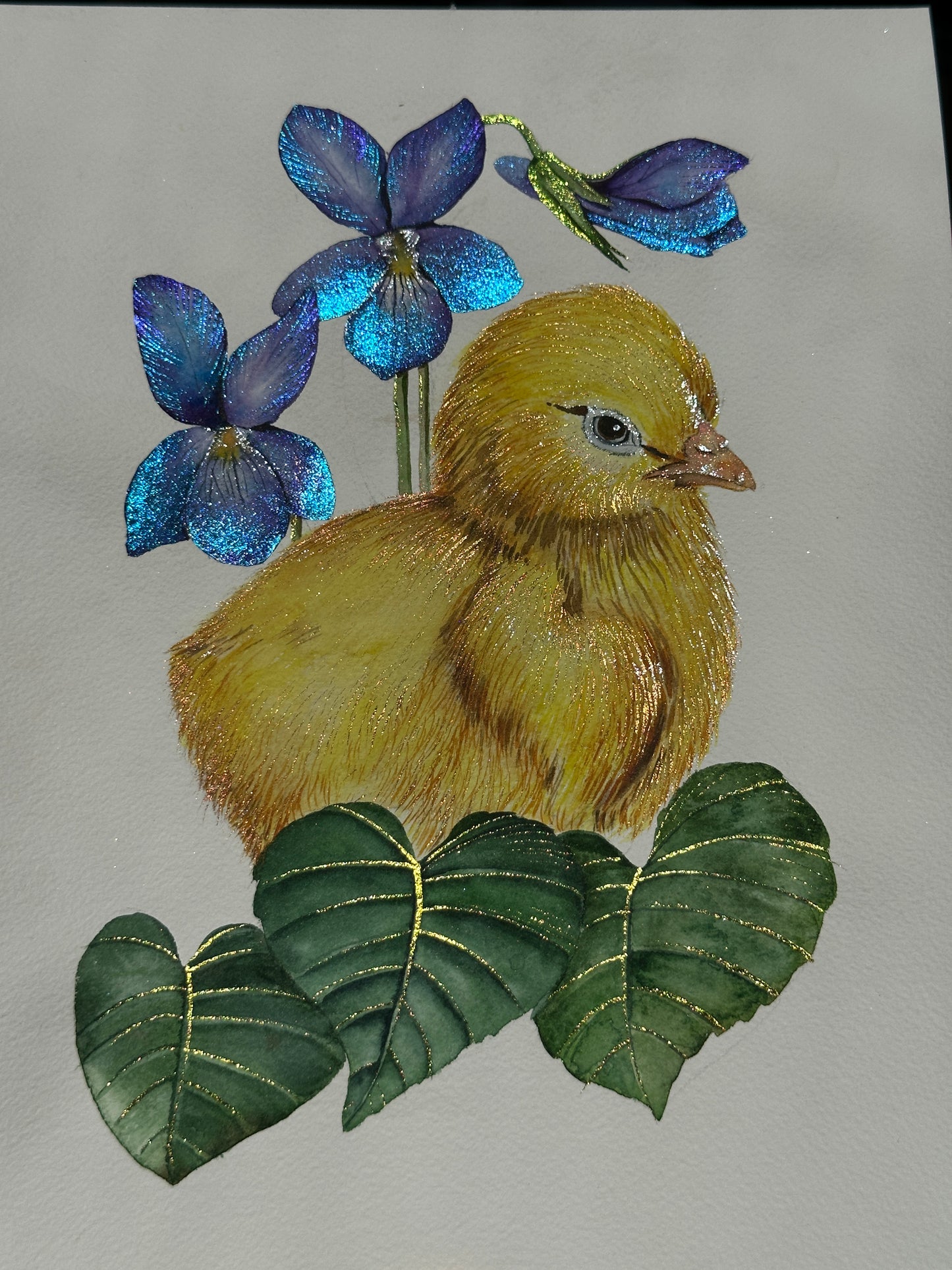 Golden Chick & Wild Violets
