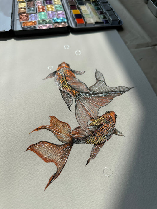 Shimmering goldfish